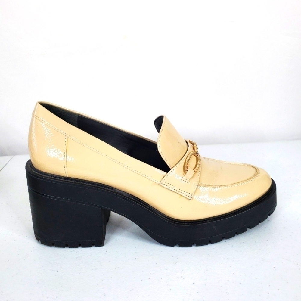 Franco Sarto Desma Heeled Loafer Size 10M Horse Bit Chunky Lug Sole Slip-on